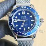 Best replica Omega Seamaster blue dial 8806 automatic mechanical stainless steel watch 